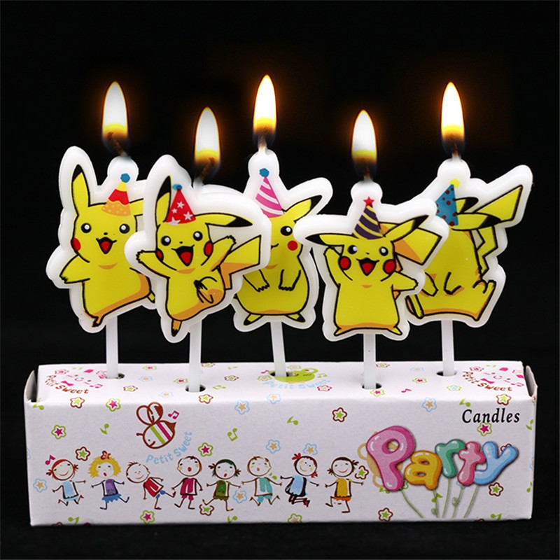 Kids Outdoor Mud Kitchen Accessories - 5 pièces/lot Pokemon gâteau d'anniversaire bougie