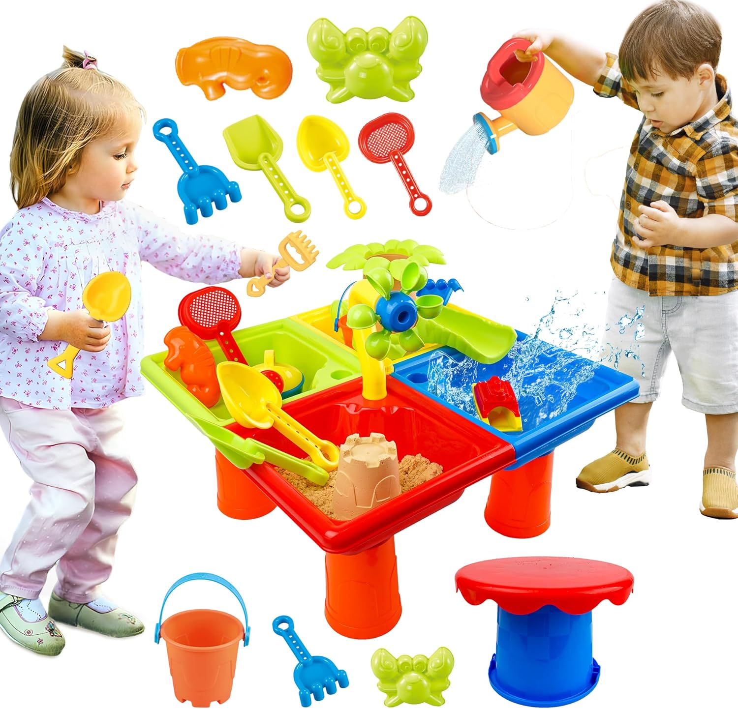 Kids Outdoor Sensory Table - Jouet sensoriel 4 en 1 pour