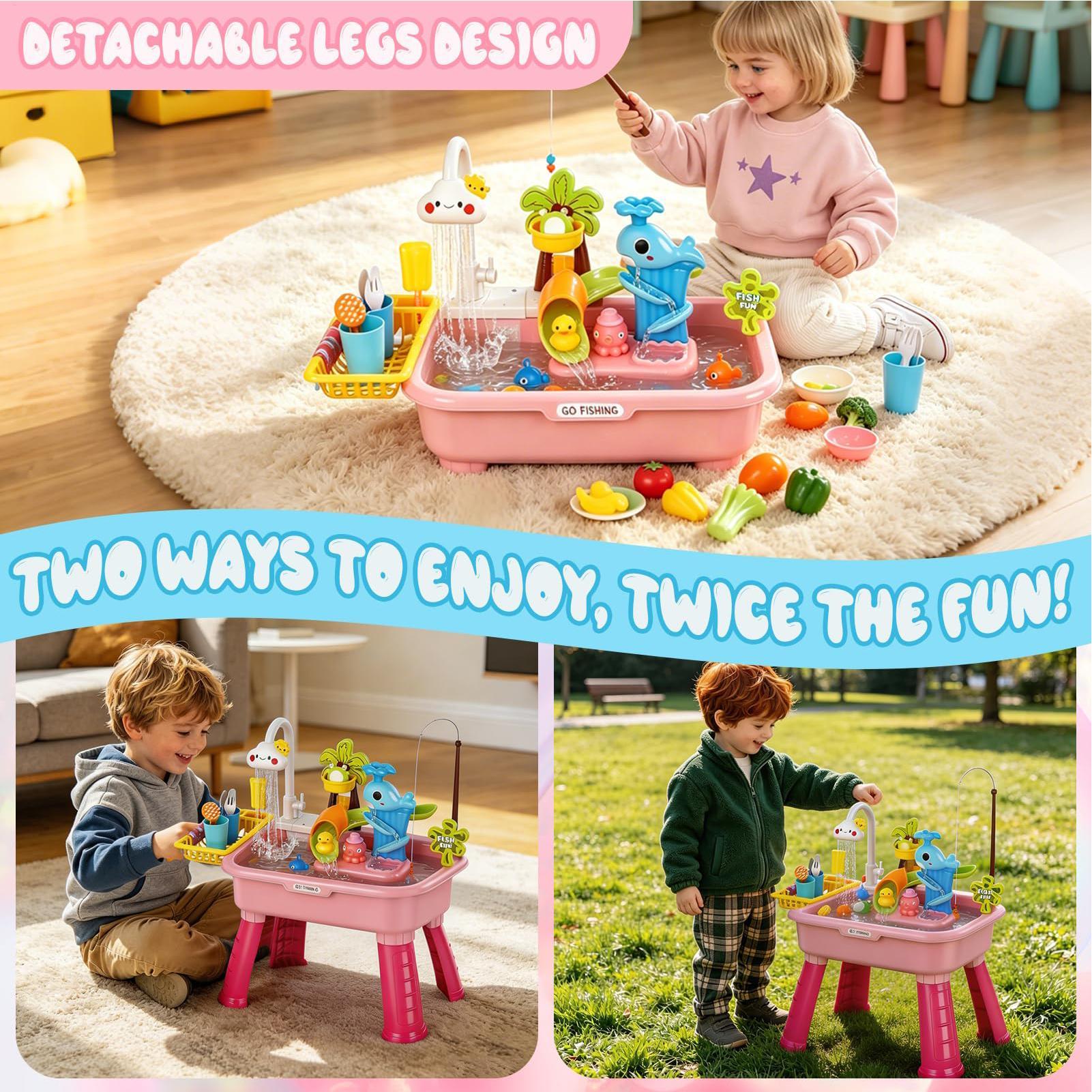 Kids Outdoor Sensory Table - Table d'eau améliorée pour tout-petits, évier