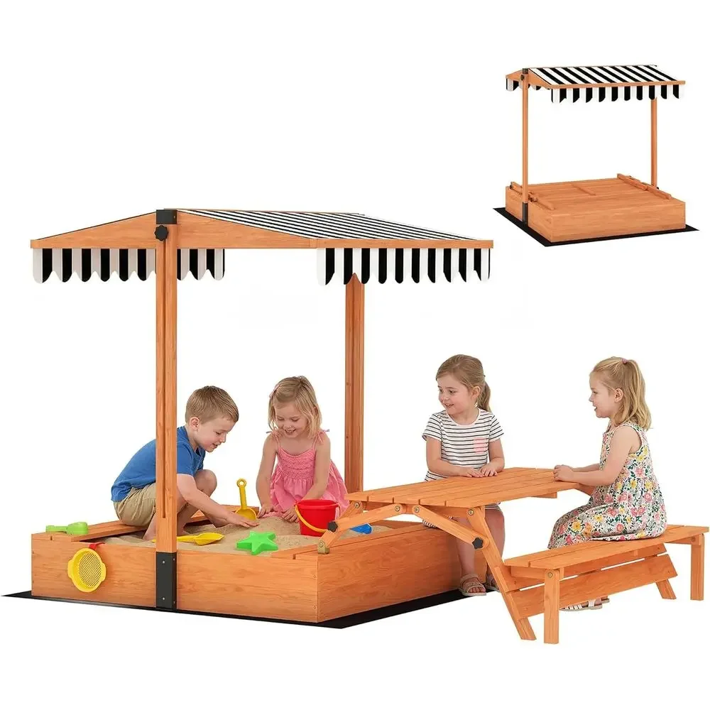Kids Outdoor Bench Table - Bac à sable Qaba pour enfants