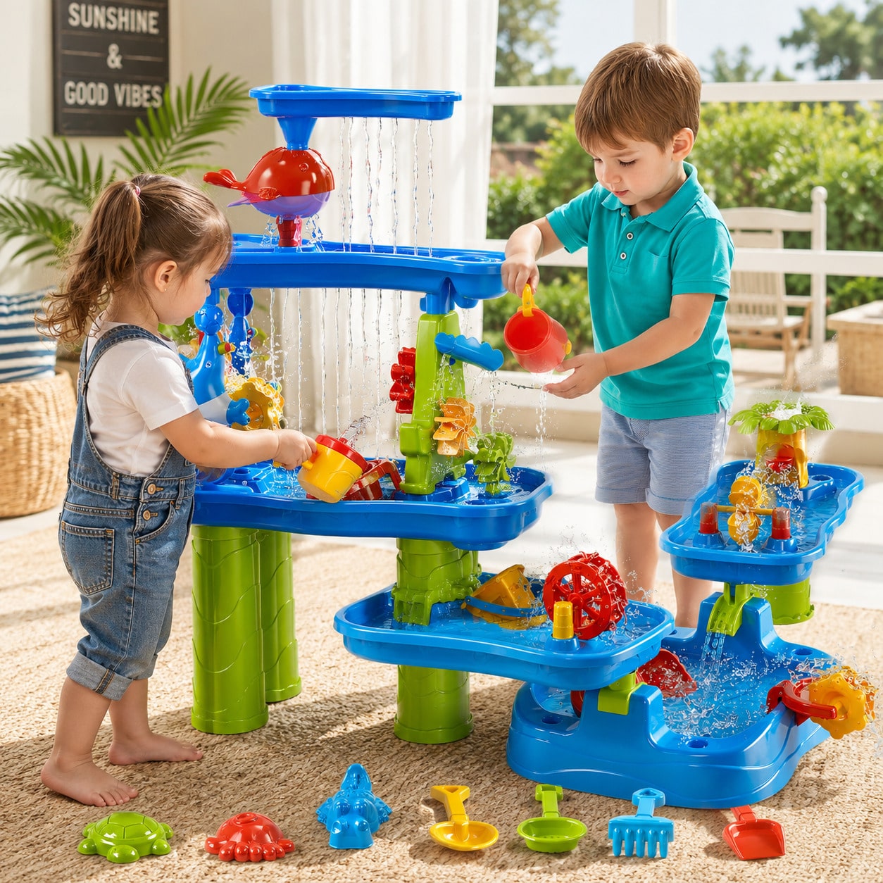 Kids Outdoor Sensory Table - Table à eau à 5 niveaux