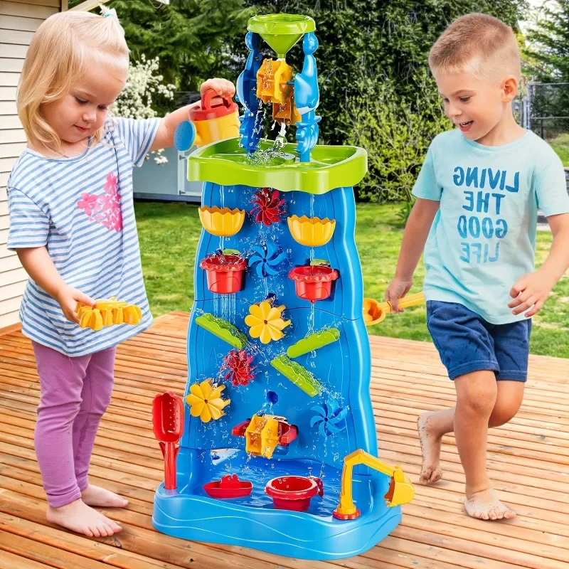 Kids Outdoor Sensory Table - Cascade découverte mur enfants Double face