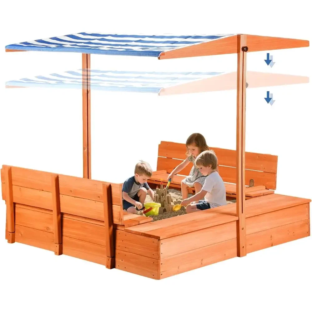 Kids Outdoor Bench Table - Bac à sable extérieur en bois