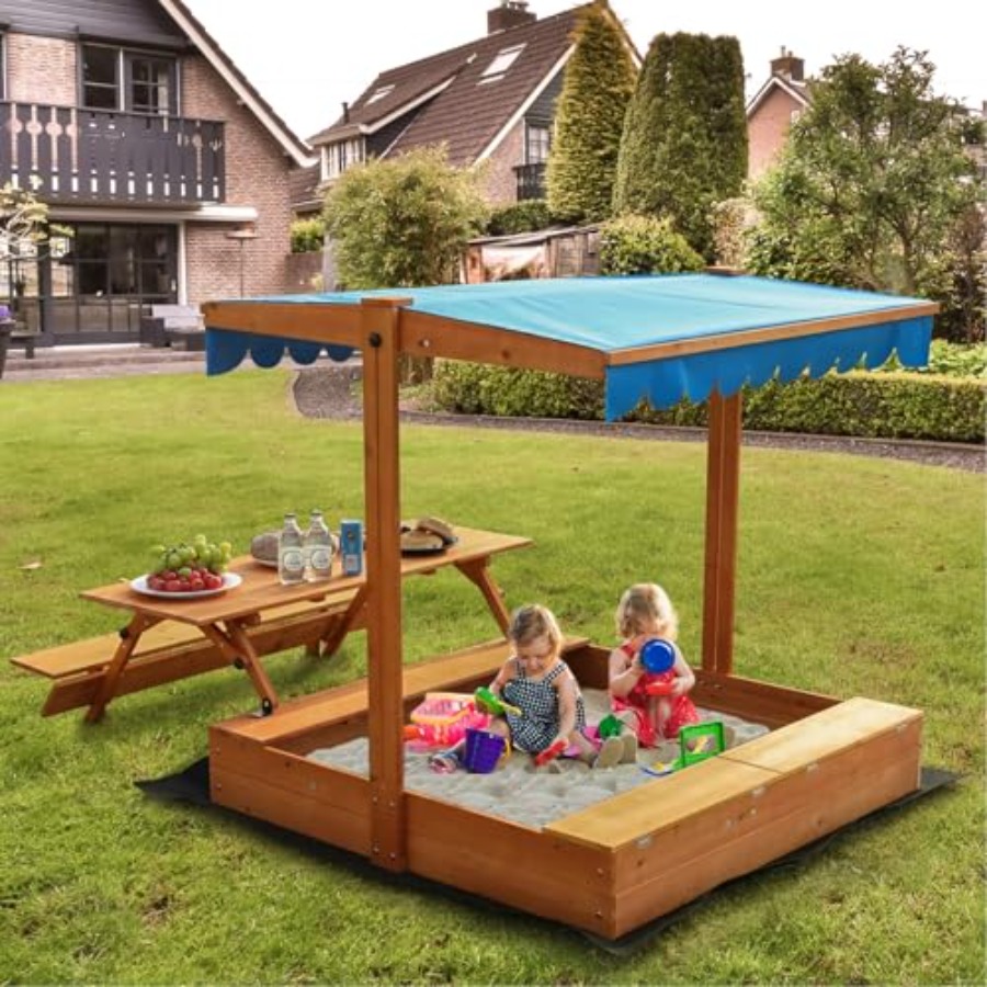 Bac à sable en bois pour enfan - Kids Outdoor Bench Table avis et prix
