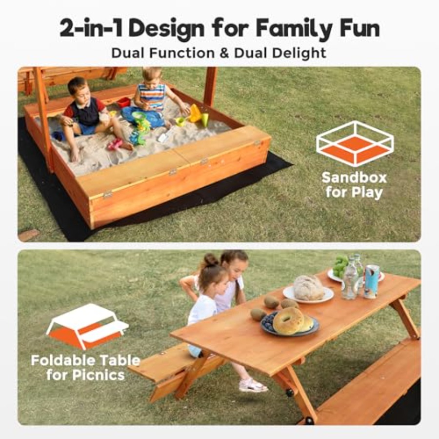Bac à sable en bois pour enfan - Kids Outdoor Bench Table avis et prix