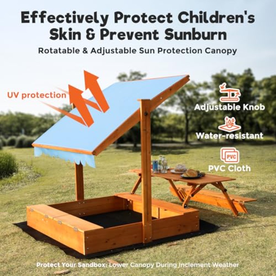 Bac à sable en bois pour enfan - Kids Outdoor Bench Table avis et prix