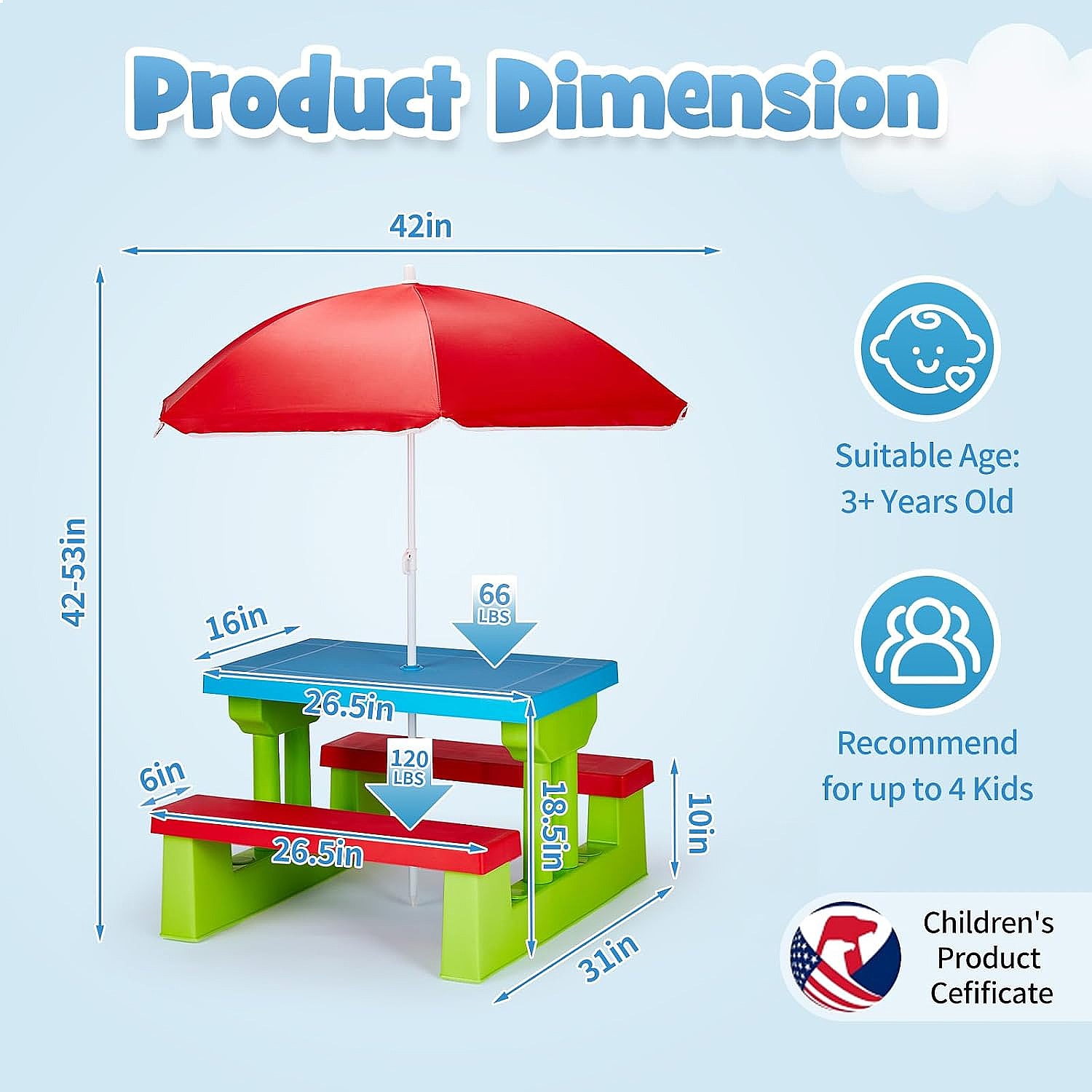 Table de pique-nique pour enfa - Kids Outdoor Bench Table avis et prix