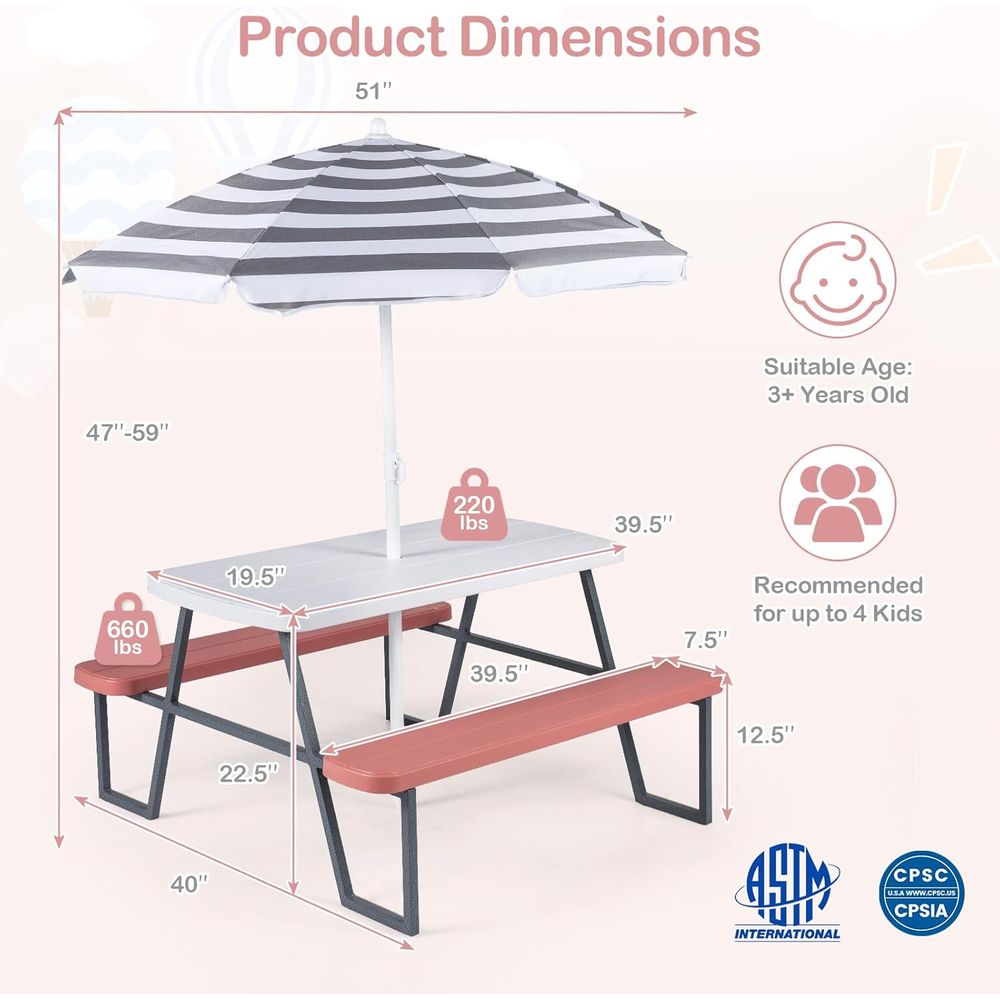 Table de pique-nique pour enfa - Kids Outdoor Bench Table avis et prix
